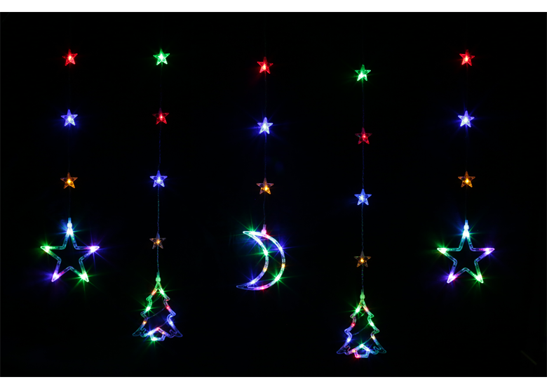 Weihnachtsbeleuchtung Lichtervorhang, bunt (2,8m, 60 Stck.) Bulinex 21-601