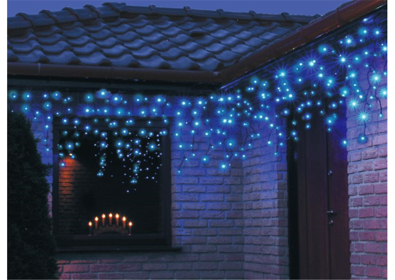 Weihnachtsbeleuchtung LED-Eiszapfen Lichtervorhang für Außen kaltweiß 200 Stck. 10 m Bulinex 38-666