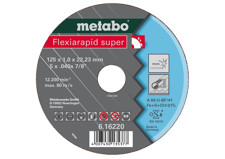 Trennscheibe Flexiarapid Super Inox A 46-U 150×1,6×22,2mm Metabo 616224000