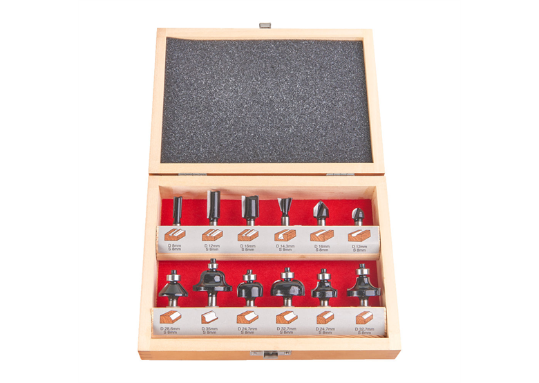 Fräser-Set mit Schaft 8mm 12St. AEG ROUTER