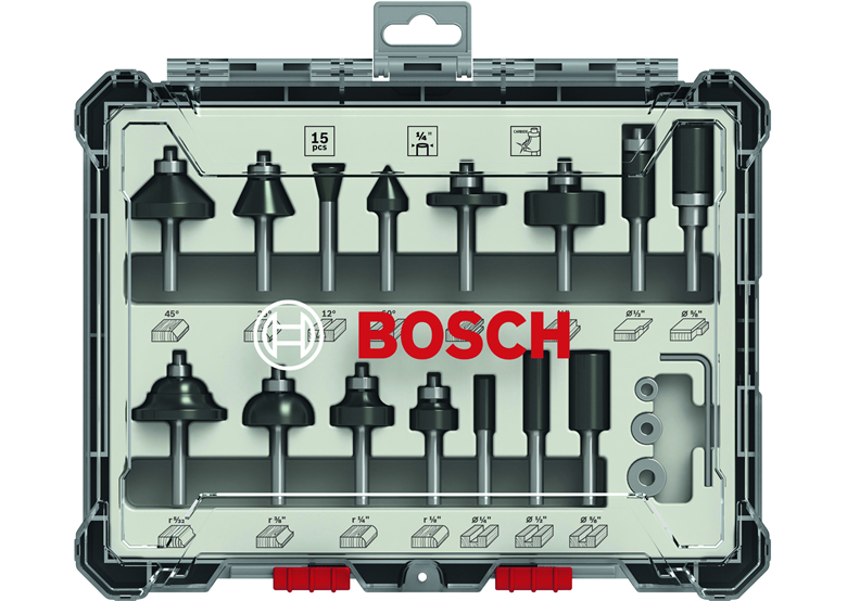 Fräser mit Schaft 1/4" 15 Stck. Bosch 2607017473