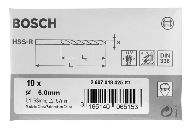 Metallbohrer HSS-R, DIN 338 Bosch 2607018400