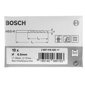 Metallbohrer HSS-R, DIN 338 Bosch 2607018405