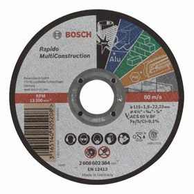Trennscheibe gerade Rapido Multi Construction 115 mm, 22,23 mm, 1,0 mm Bosch 2608602384