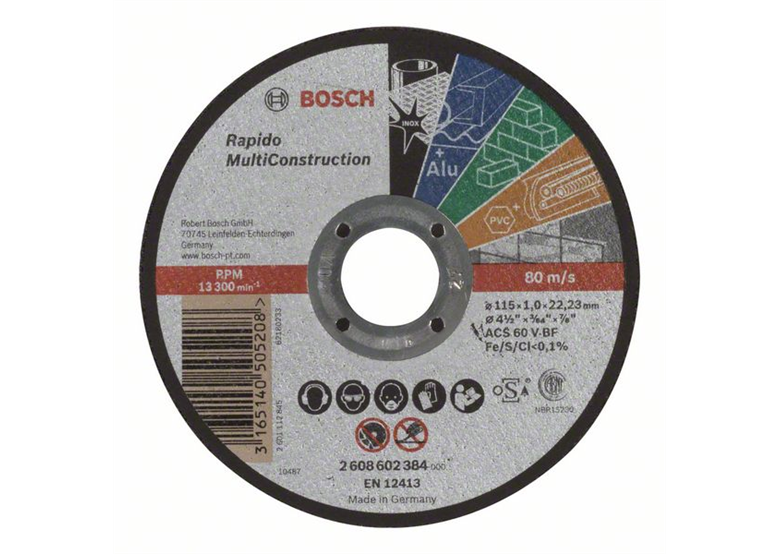 Trennscheibe gerade Rapido Multi Construction 115 mm, 22,23 mm, 1,0 mm Bosch 2608602384