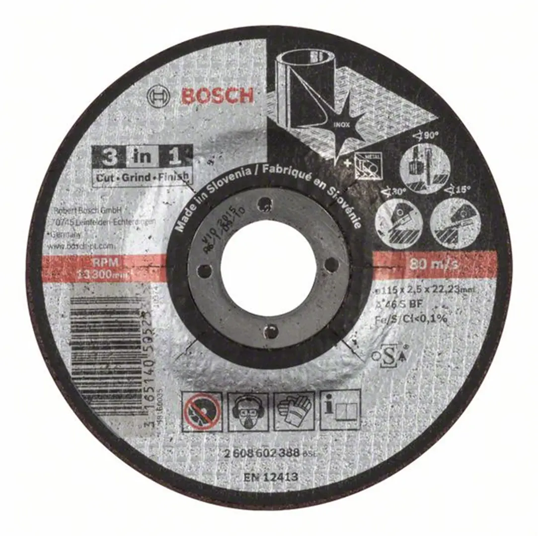 Trennscheibe A 46 S BF, 115 mm, 22,23 mm, 2,5 mm Bosch 2608602388