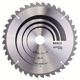 Kreissägeblatt Optiline Wood 254x30mm T40 Bosch 2608640435