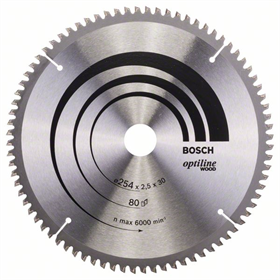 Kreissägeblatt Optiline Wood 254x30mm T80 Bosch 2608640437