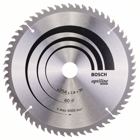 Kreissägeblatt Optiline Wood 254x30mm T60 Bosch 2608640444