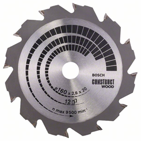 Kreissägeblatt Construct Wood 160x20/16mm T12 Bosch 2608640630
