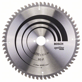 Kreissägeblatt Optiline Wood 250 x 30 x 3,2 mm, 60 Bosch 2608640644