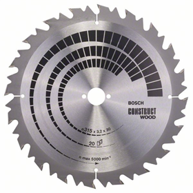 Kreissägeblatt Construct Wood 315x30mm T20 Bosch 2608640701
