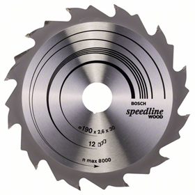 Kreissägeblatt Speedline Wood 190x30mm T12 Bosch 2608640800