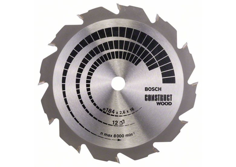 Kreissägeblatt Construct Wood 184x16mm T12 Bosch 2608641200