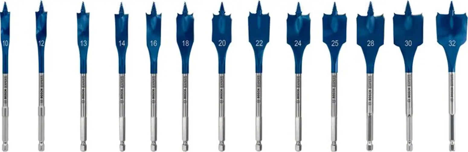 Flachfräsbohrer 10/12/13/14/16/18/20/22/24/25/28/30/32mm, 13St. Bosch EXPERT Self Cut Speed