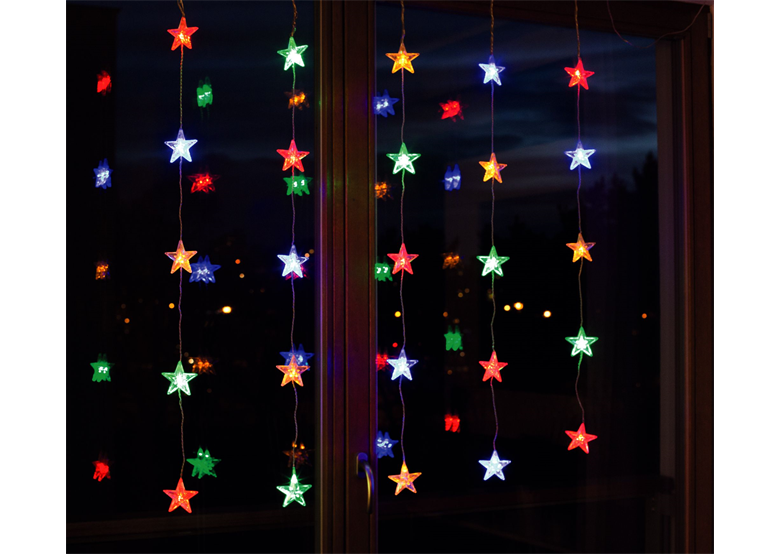 Weihnachtsbeleuchtung LED für Innen Lichtervorhang bunte Sterne (25 Stck.) Bulinex 21-611