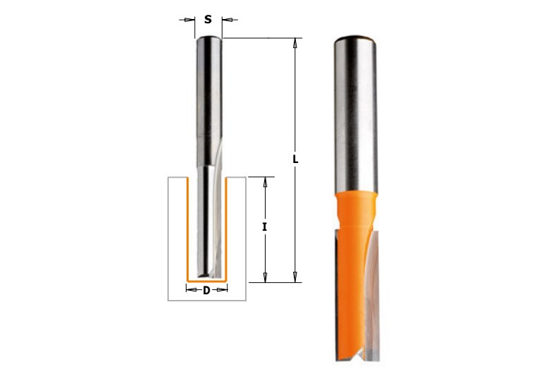 Nutfräser,lange Ausführung, D:10 mm; I:31,7 mm; L:60 mm; S:8 mm Cmt 912.100.11