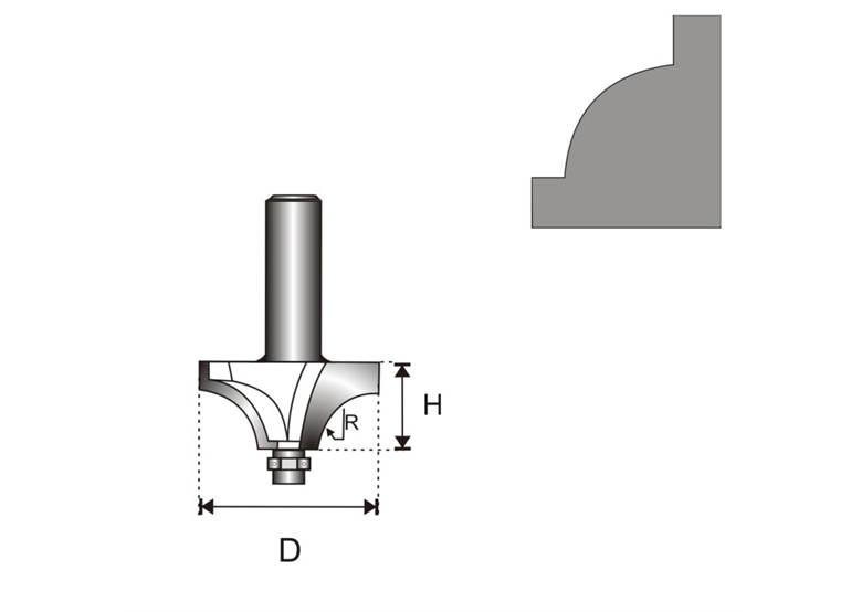 Fräser (Fräswerkzeug) Schaft 6 D 22,5 H 9 R 4,76 mm Dedra 07F131A