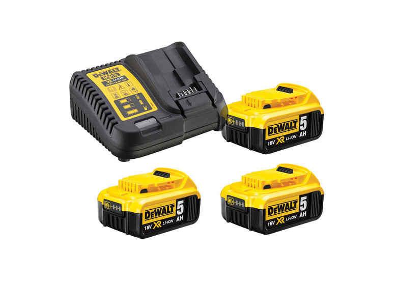 Set: 2 Akkus 5.0Ah 18V mit Ladegerät DeWalt DCB115P3