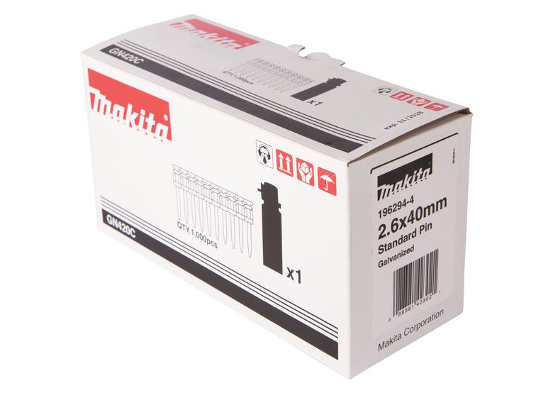 Betonnägel 2,6x40mm 1000Stk. + Gas Makita 196294-4