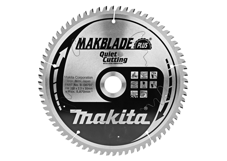 Standard-Sägeblatt 260x30mm T70 Makita B-08707