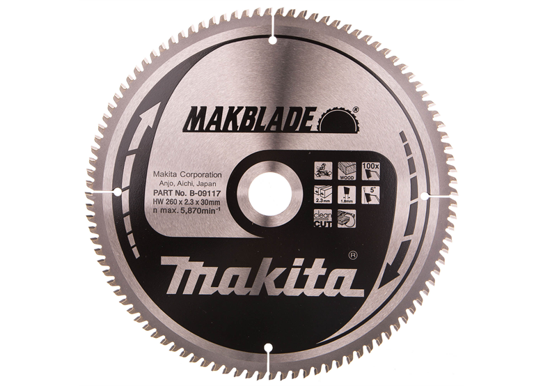 Sägeblatt MAKBLADE MSXF260100G 260x30mm T100 Makita B-09117