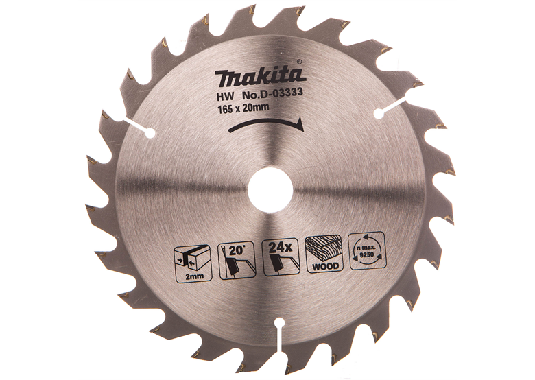 Sägeblatt für schnelle Schnitte in Holz HM 165x20mm T24 Makita D-03333