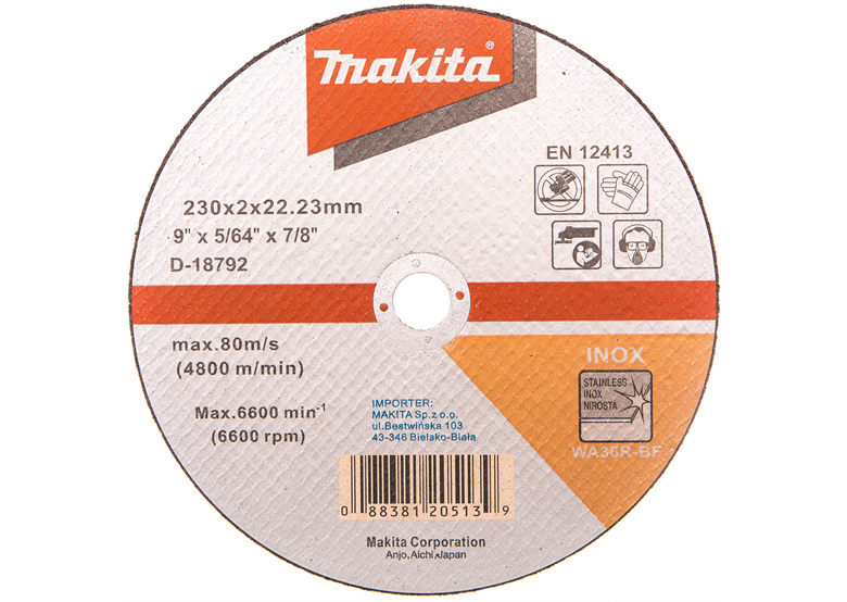 Trennscheibe INOX  WA36R (flach) Makita D-18792