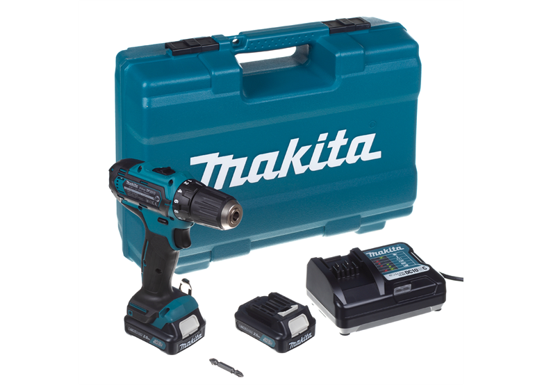 Akku-Bohrschrauber + 74-tlg. Bitset Makita DF331DWAX2