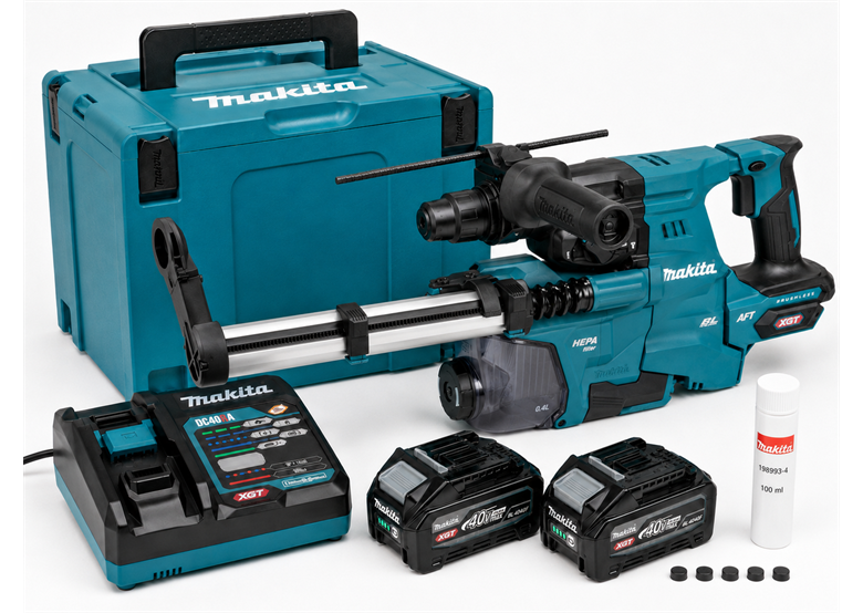 Schlagbohrmaschine mit Staubabsaugung Makita XGT HR011GU202 2x4.0Ah