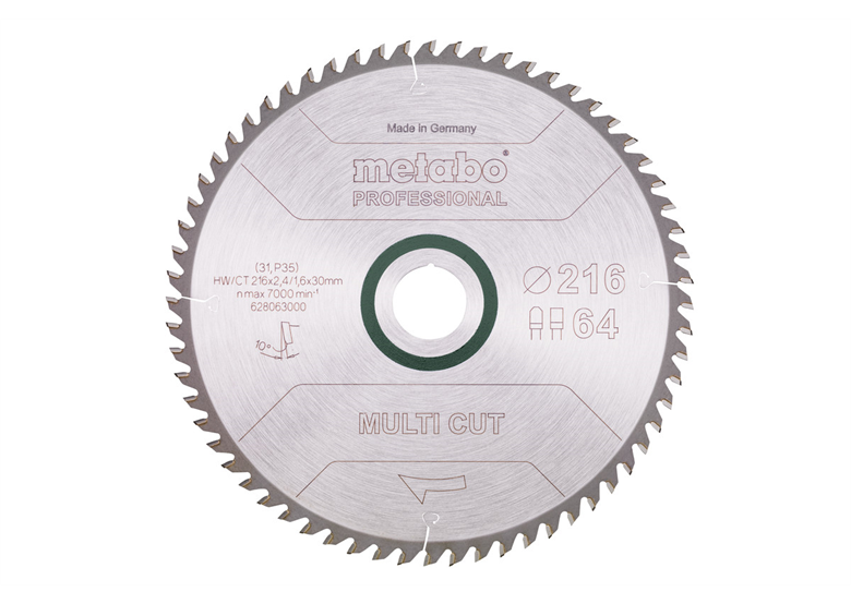 Sägeblatt multi cut – professional, 216x30, Z64 FZ/TZ, 10° Metabo 628063000