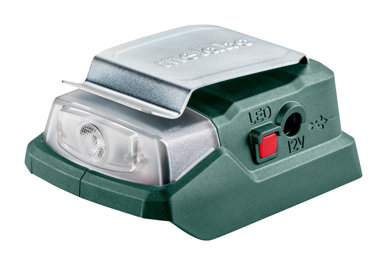 Akku-Power-Adapter mit USB, LED-Lampe und 12V-Anschluss Metabo PowerMaxx PA 12 LED-USB