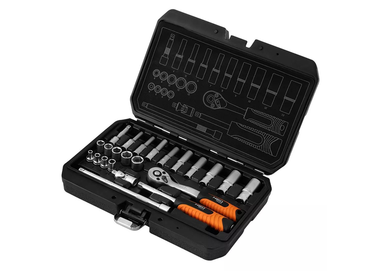 Steckschlüssel, 1/4", CrV, 23-teiliger Satz Neo 10-231
