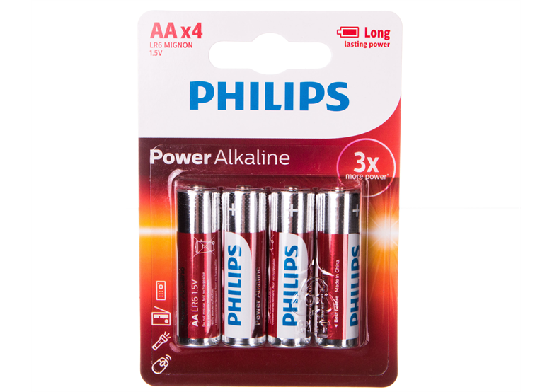 Batterie Alkaline 4 Stk. Philips POWER ALKALINE