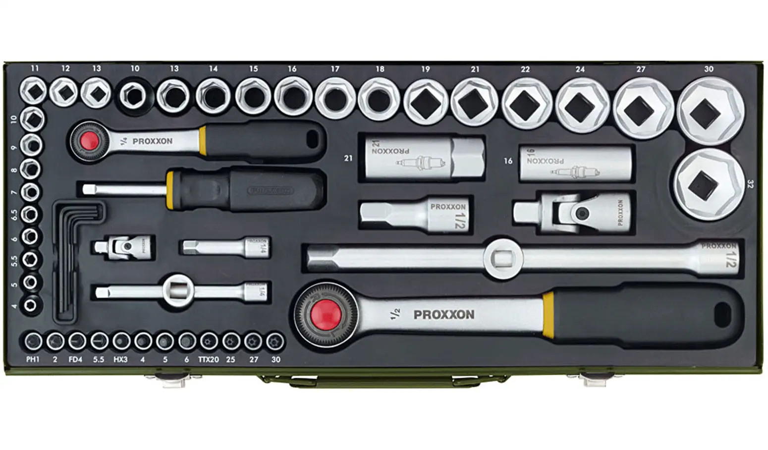 1/2", 1/4" Steckschlüssel, Satz à 55 Stück Proxxon PR23040