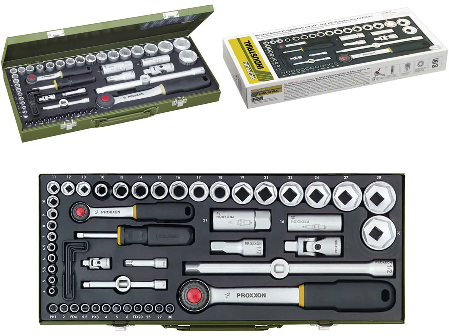 1/2", 1/4" Steckschlüssel, Satz à 55 Stück Proxxon PR23040