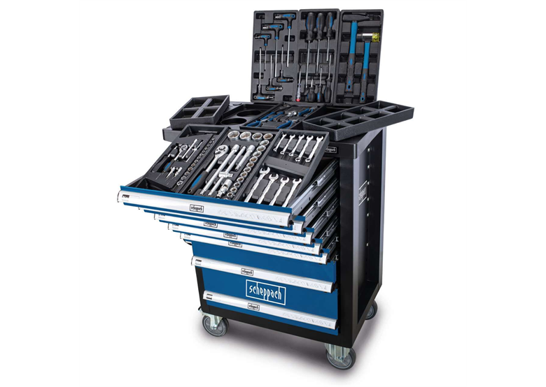 Werkzeugwagen mit Ausrüstung, 71-teilig. Scheppach TW1100