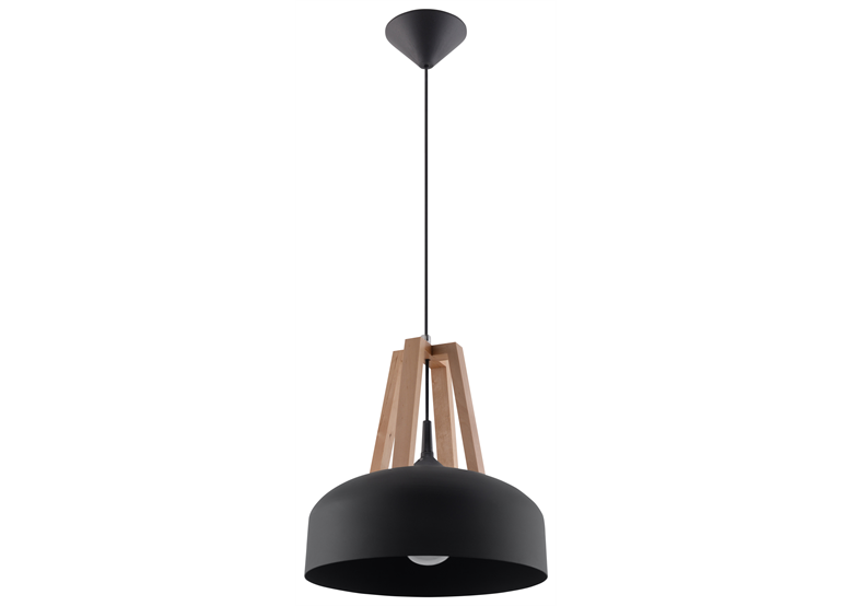 Pendelleuchte CASCO schwarz/Natural Holz Sollux Lighting Peach Puff