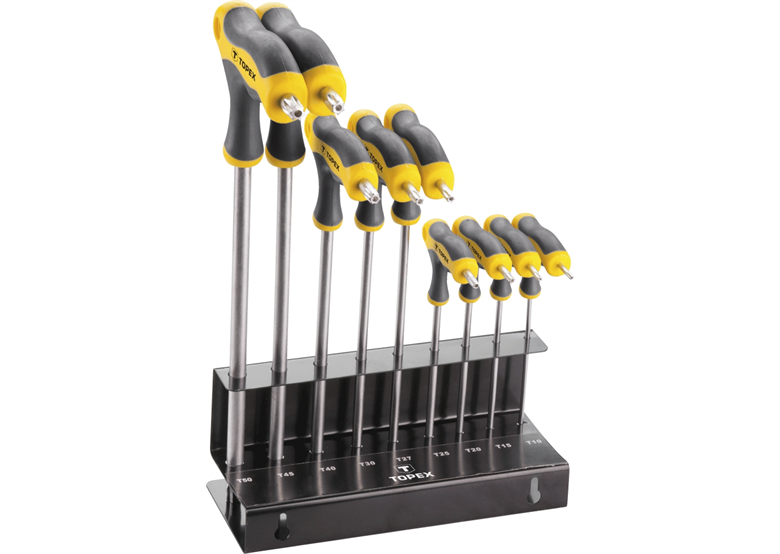 9 tlg. Set Innensechsrund T-Griff, Sechskantschlüssel Sechsrund CrV Topex 35D964