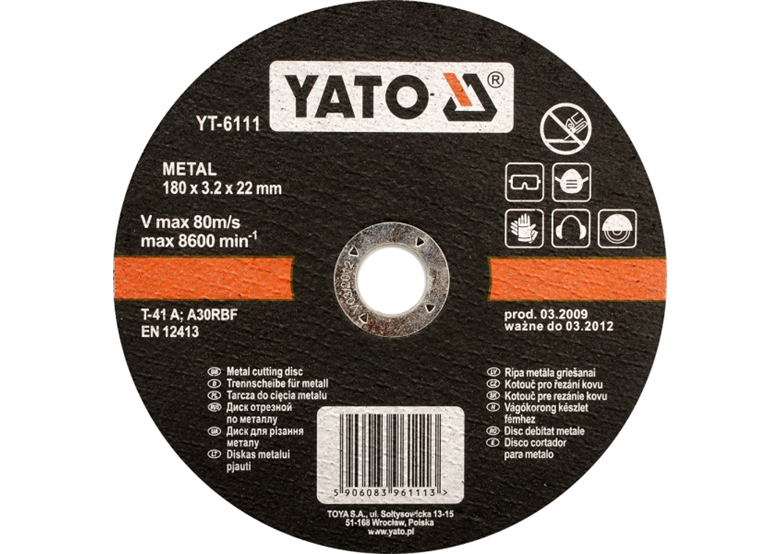 Metall- Trennscheibe 115 x 1,2 x 22 mm Yato YT-5920