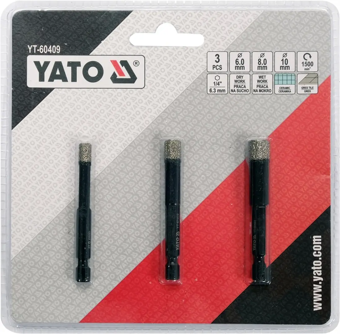 Diamantbohrer-Set, 3 Stk. Yato YT-60409