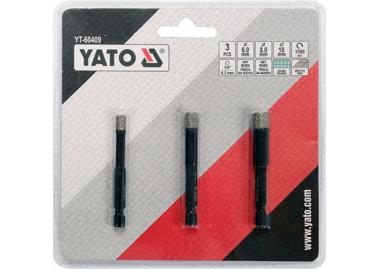 Diamantbohrer-Set, 3 Stk. Yato YT-60409