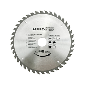 Kreissägeblatt mit Karbid 210x30mm T40 Yato YT-6067