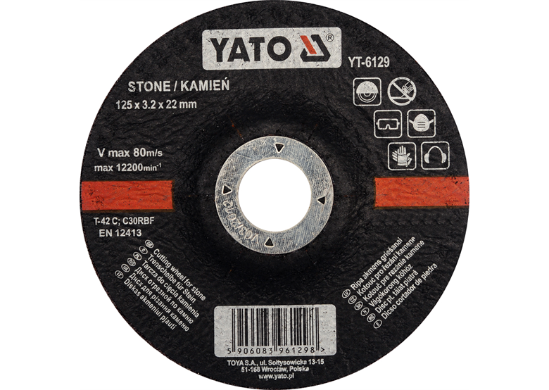 Schnittscheibe für Stein 125 x 3,2 x 22,2 mm Yato YT-6129